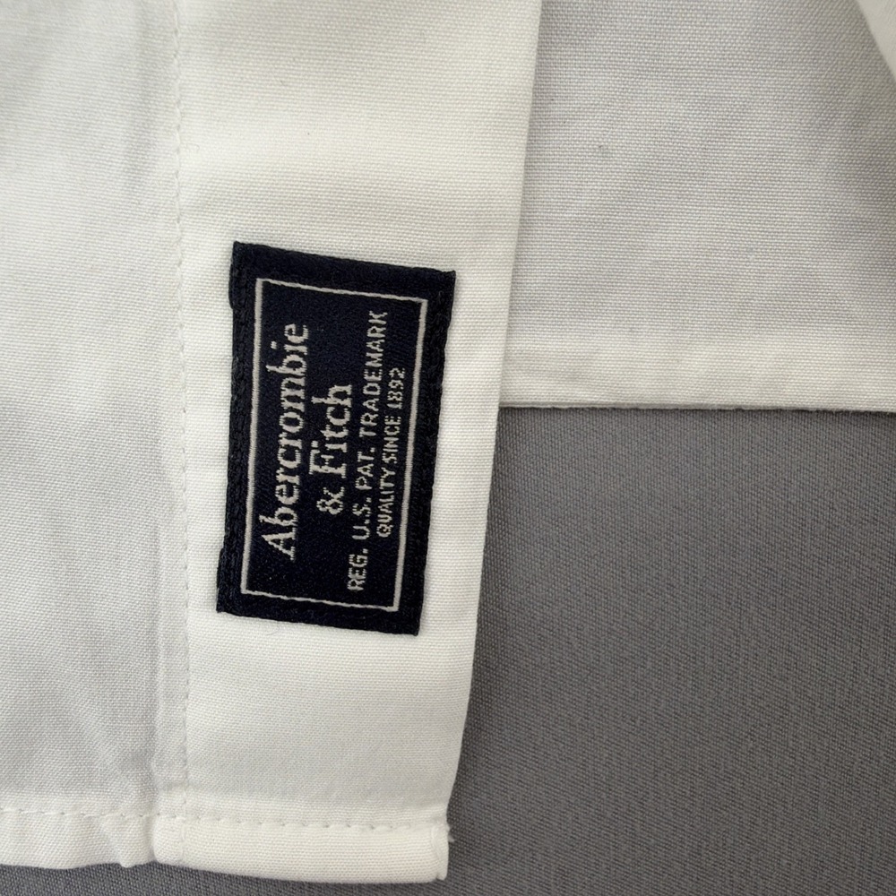 Abercrombie & Fitch Linen Shirt Men's Large White Button Up Long Sleeve Cotton - Picture 6 of 11